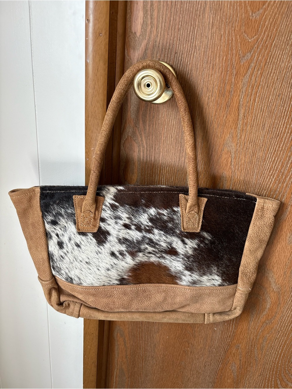 Myra Bag Brown and White Cowhide Suede Tote 🐄 🤠